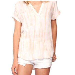 GENTLE FAWN Papaya Tie Dye V Neck Short Sleeve Top Size Medium